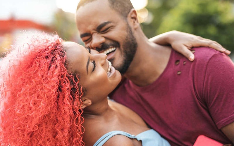 a man and woman laughing